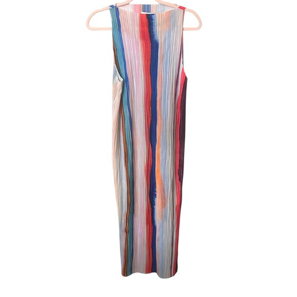 H&M Crinkle High Neck Midi Dress Multicolor Sz 6 - Picture 1 of 5